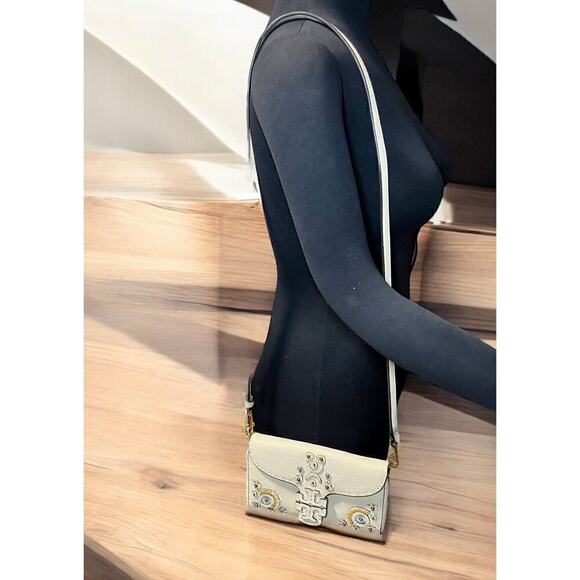 Tory Burch McGraw Embellished Leather Wallet Crossbody - Picture 10 of 12